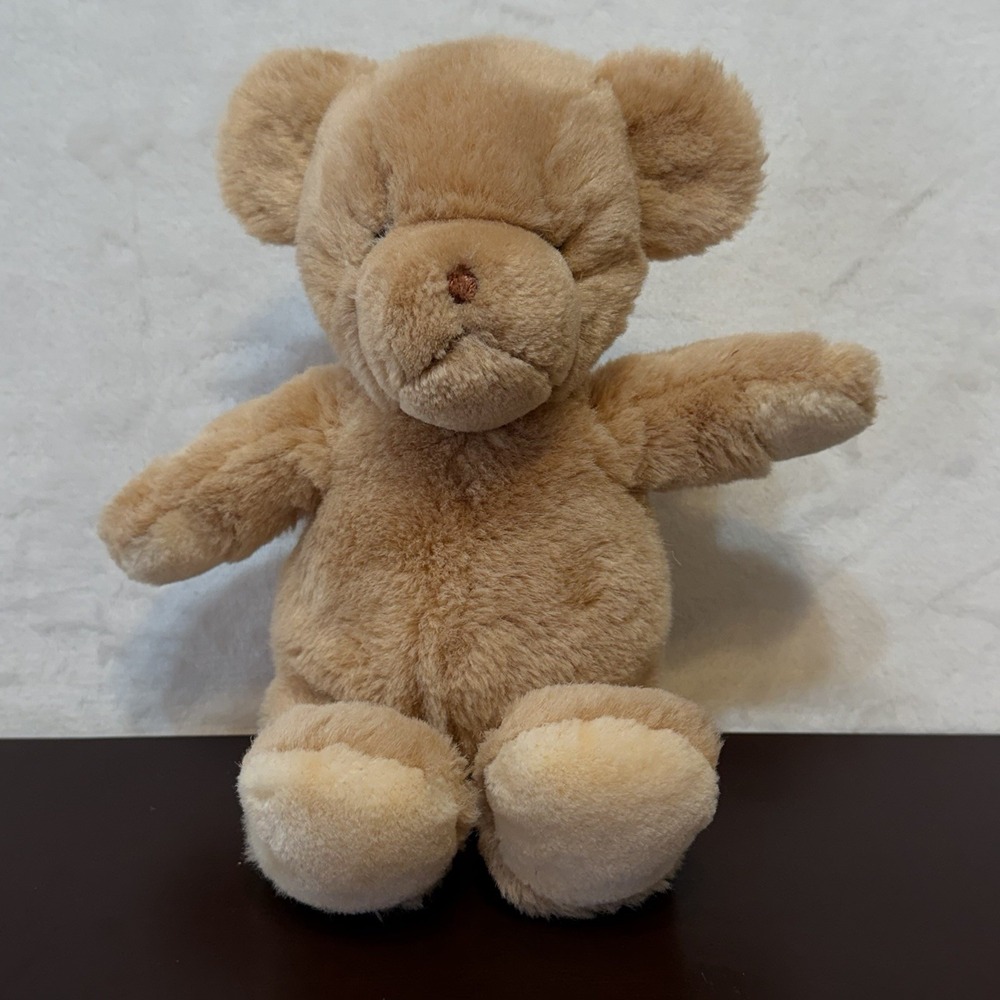 Baby Gund Beige Teddy Bear Plush Stuffed Animal Lovey 1990 Embroidered Eyes